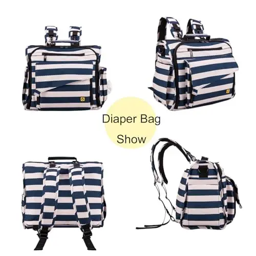 ALLCAMP Diaper bag backpack Multi-Function Waterproof Travel Backpack Nappy Bags for Baby Care, Large Capacity, Support baby Stroller, Converted Into a Tote Bag(Blue) - 5