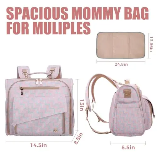 ALLCAMP Diaper Bag Large, Support Baby Stroller, Sumkachaga aylantirilgan - 3