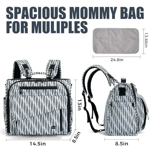 ALLCAMP Diaper Bag Large, Support Baby Stroller, Converted Into a Tote Bag - 2