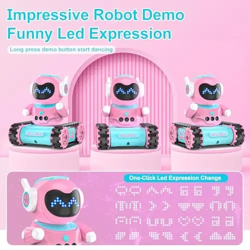 ALLCELE LED RC Robot Toys for Girls with Programming, Music, Demo and LED Function, Remote Control Robot Toy, Gift for Girls 3-8 Years Old Blue Pink - 3