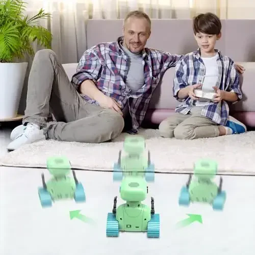 ALLCELE Robot Toys, Rechargeable RC Robots for Kids Boys, Remote Control Toy with Music and LED Eyes, Ideal Gift for Children-Green Blue - 7