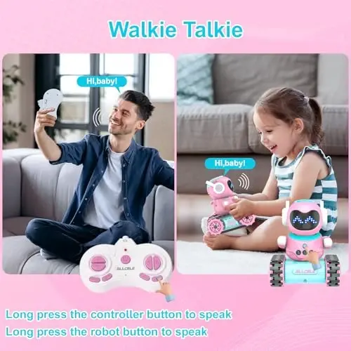 ALLCELE Robot Toys, Bolalar uchun qayta zaryadlanuvchi RC robotlar, Musiqa va LED ko'zli masofadan boshqarish pulti, 3 yoshdan oshgan bolalar uchun sovg'a - Apelsin - 4