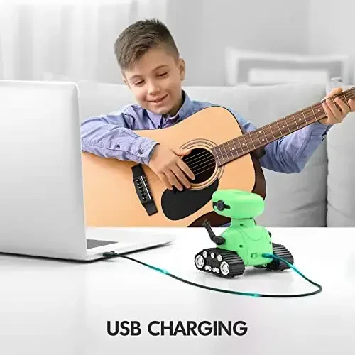 ALLCELE Robot Toys, Rechargeable RC Robot for Boys and Girls, Remote Control Toy with Music and LED Eyes, Gift for Children Age 3 Years and Up - Green - 4