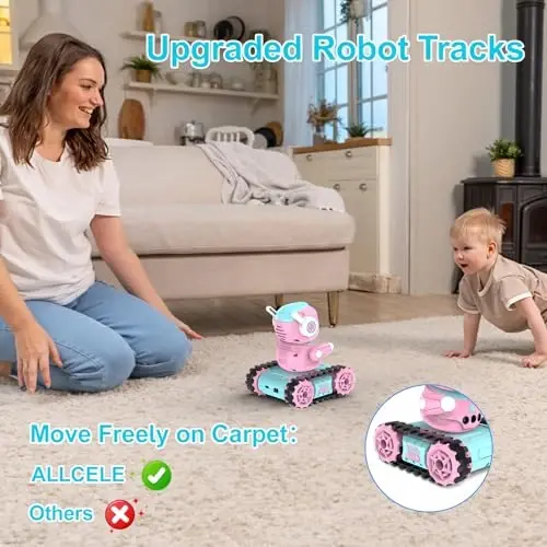ALLCELE Robot Toys, Rechargeable RC Robots for Kids Boys, Remote Control Toy with Music and LED Eyes, Gift for Children Age 3 Years and Up - Orange - 6