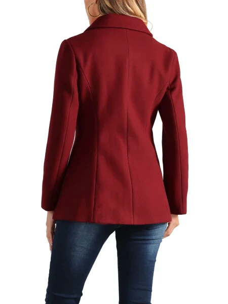 Allegra K Ayollar Peter Pan yoqali bir qator tugmali palto - 4