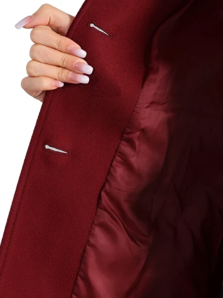 Allegra K Ayollar Peter Pan yoqali bir qator tugmali palto - 5