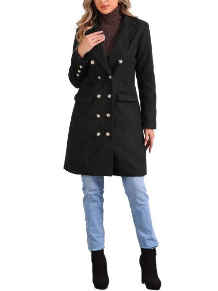 Allegra K ayollar uchun Pea Coat, tishli yoqali, ikki qatorli, o'rta uzunlikdagi qishki iliq palto - INSPIRE CHIC (1)