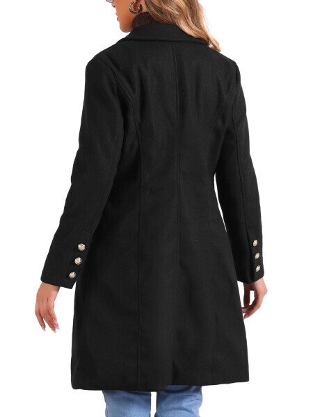 Allegra K ayollar uchun Pea Coat, tishli yoqali, ikki qatorli, o'rta uzunlikdagi qishki iliq palto - 3