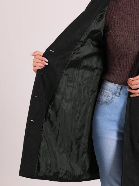 Allegra K ayollar uchun Pea Coat, tishli yoqali, ikki qatorli, o'rta uzunlikdagi qishki iliq palto - 5