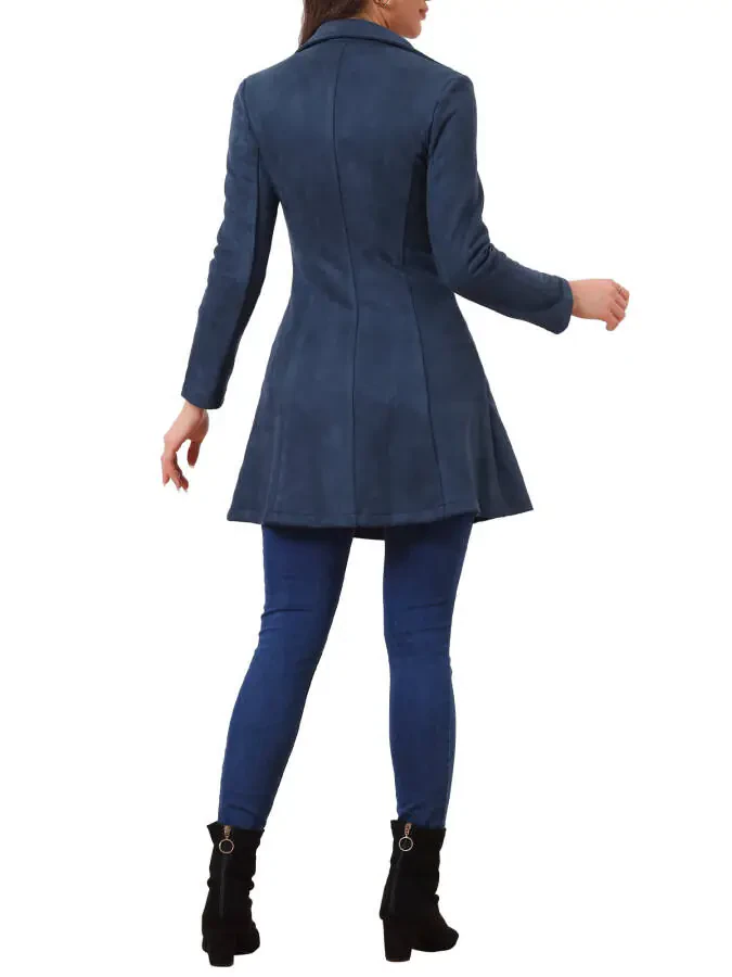 Allegra K Ayollarining Bo'yinbog'li Ikki Qavatli Elegant Qishki Uzun Palto - 3