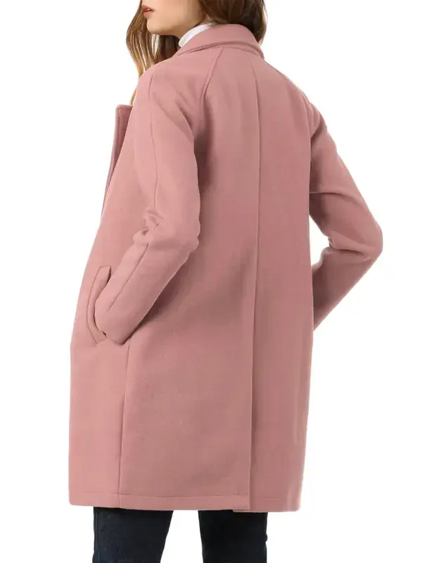 Allegra K Ayollarining ikki qatorli Lapel Raglan uzun qisma o'rta uzunlikdagi palto - 2