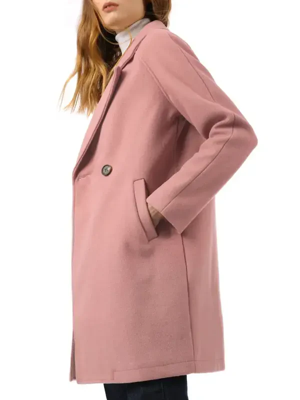 Allegra K Ayollarining ikki qatorli Lapel Raglan uzun qisma o'rta uzunlikdagi palto - 5