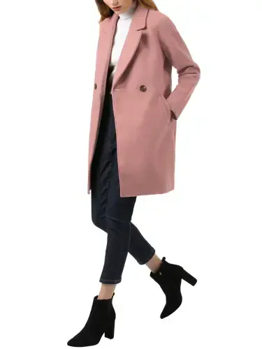 Allegra K Ayollarining ikki qatorli Lapel Raglan uzun qisma o'rta uzunlikdagi palto - 7