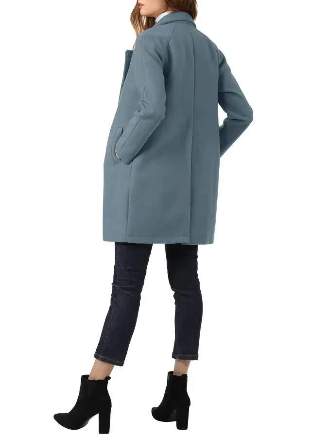 Allegra K Ayollarining ikki qatorli Lapel Raglan uzun yengli o'rta uzunlikdagi palto - 3