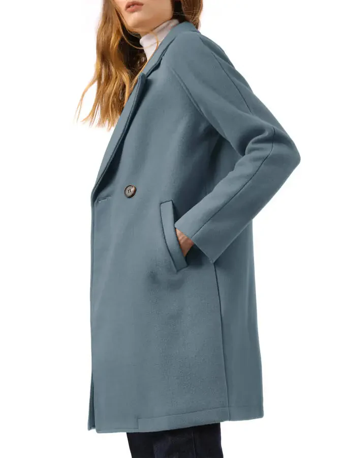 Allegra K Ayollarining ikki qatorli Lapel Raglan uzun yengli o'rta uzunlikdagi palto - 6