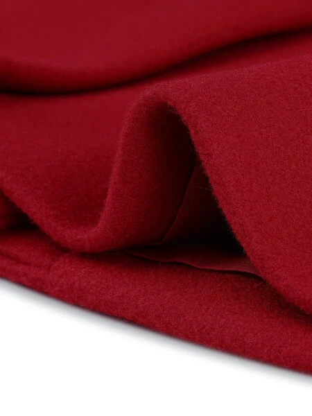 Allegra K Women's Double Breasted Lapel Raglan Long Sleeve Mid Length Overcoat XL Dark Red- - 5