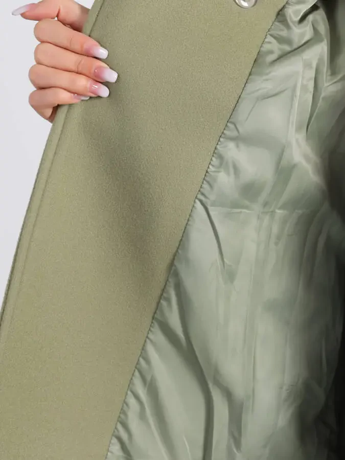 Allegra K Women's Double Breasted Lapel Raglan Long Sleeve Mid Length Overcoat S Pea Green- - 5