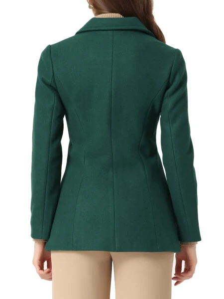 INSPIRE CHIC Women's Peter Pan Collar Single Breasted Overcoat Coat S Dark Green- - 3