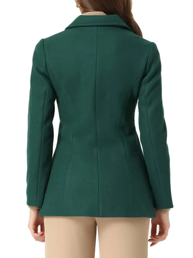 INSPIRE CHIC Women's Peter Pan Collar Single Breasted Overcoat Coat S Dark Green- - 3