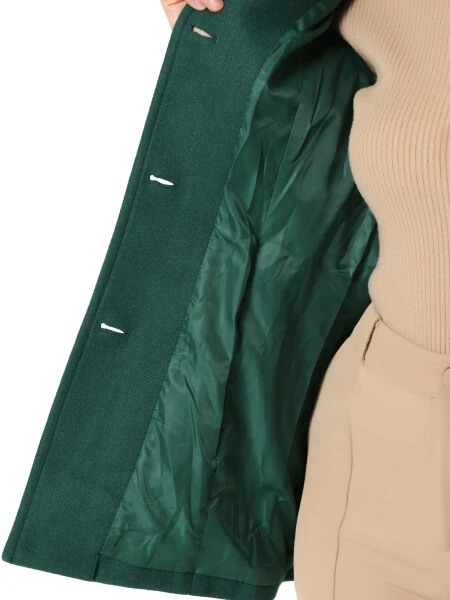 INSPIRE CHIC Women's Peter Pan Collar Single Breasted Overcoat Coat S Dark Green- - 5
