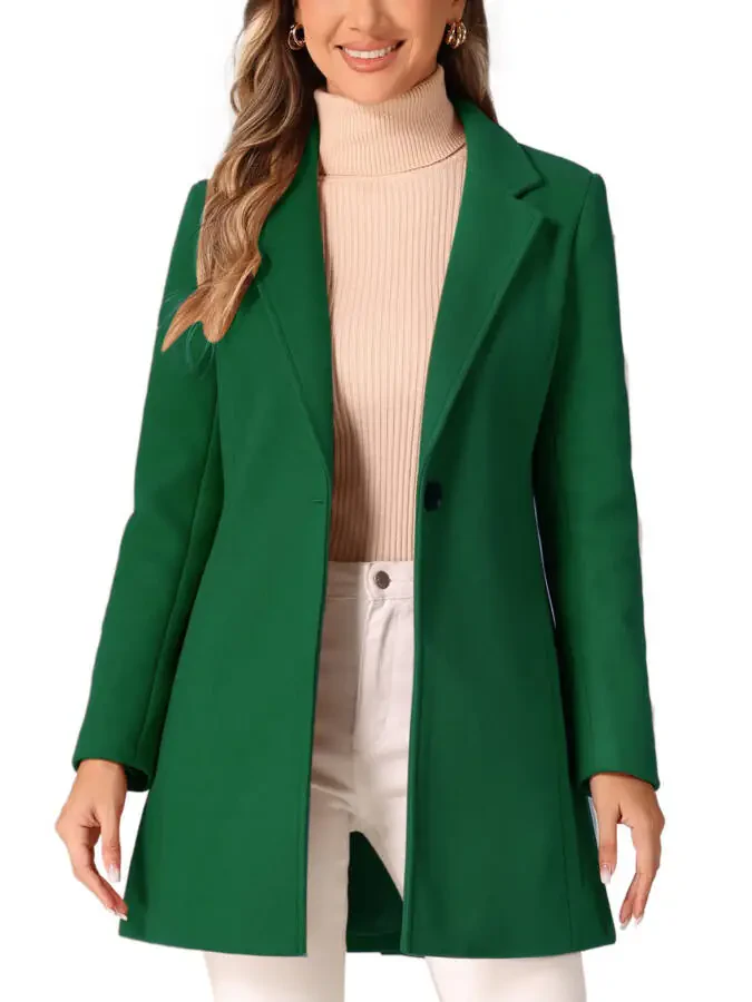 Allegra K Women's Classic Notched Lapel Long Sleeves Long Overcoat - 1