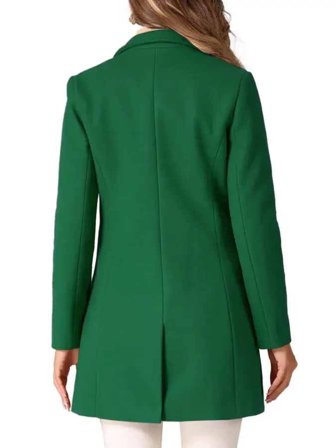 Allegra K Women's Classic Notched Lapel Long Sleeves Long Overcoat - 3