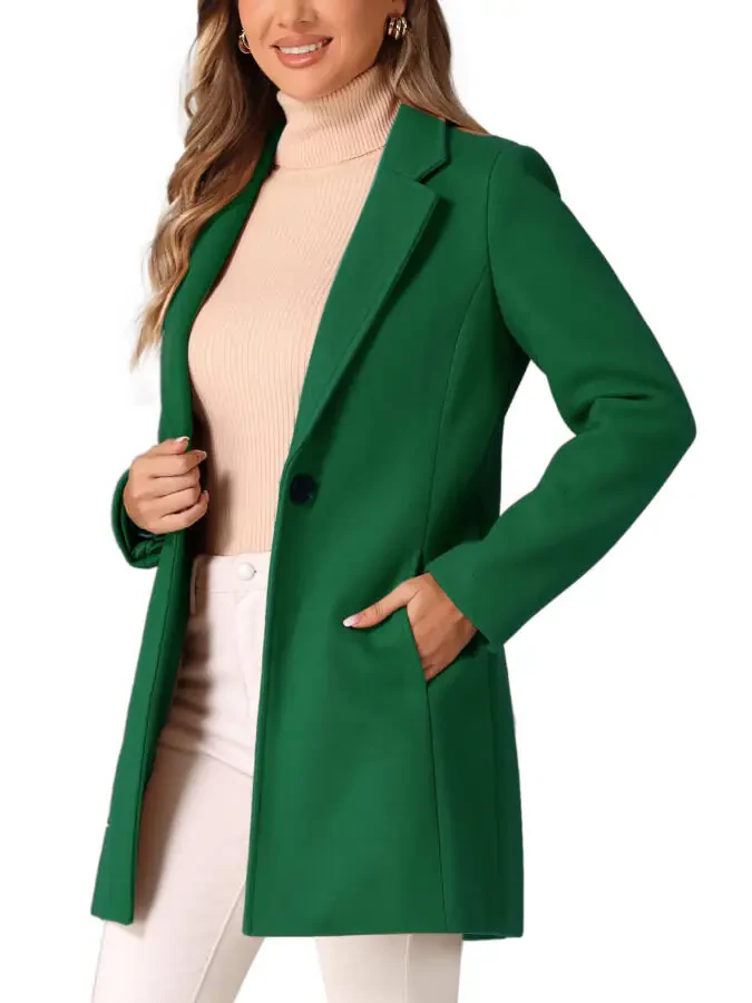 Allegra K Women's Classic Notched Lapel Long Sleeves Long Overcoat - 4