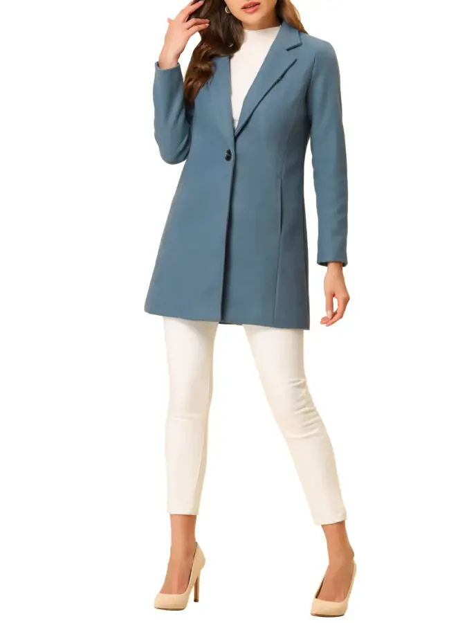 Allegra K Women's Classic Notched Lapel Long Sleeves Long Overcoat - 2