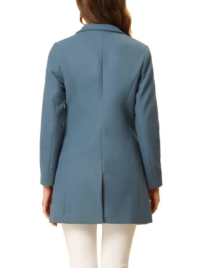 Allegra K Women's Classic Notched Lapel Long Sleeves Long Overcoat - 3