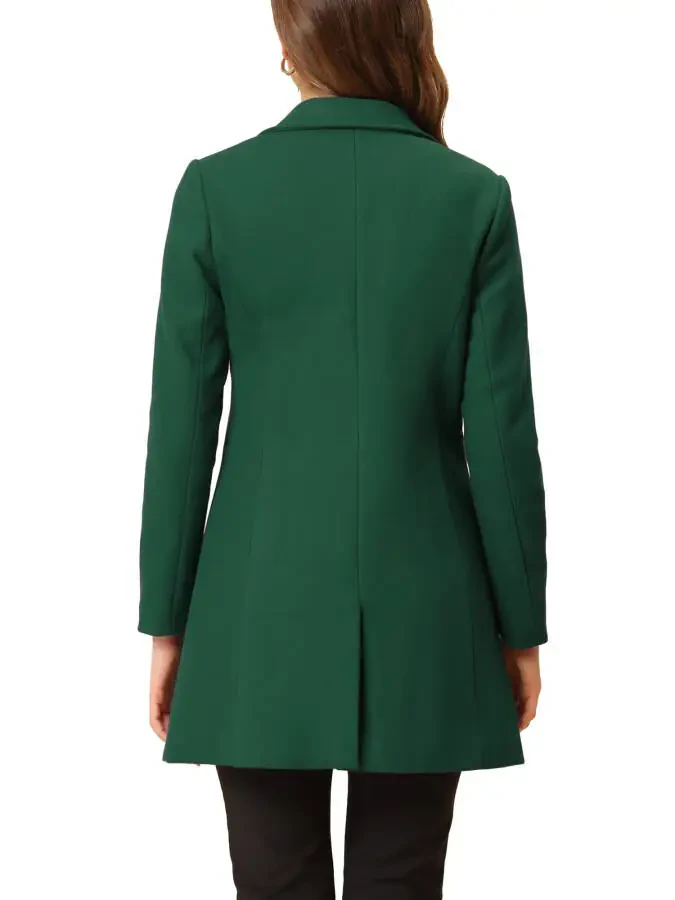 Allegra K Women's Classic Notched Lapel Long Sleeves Long Overcoat - 3