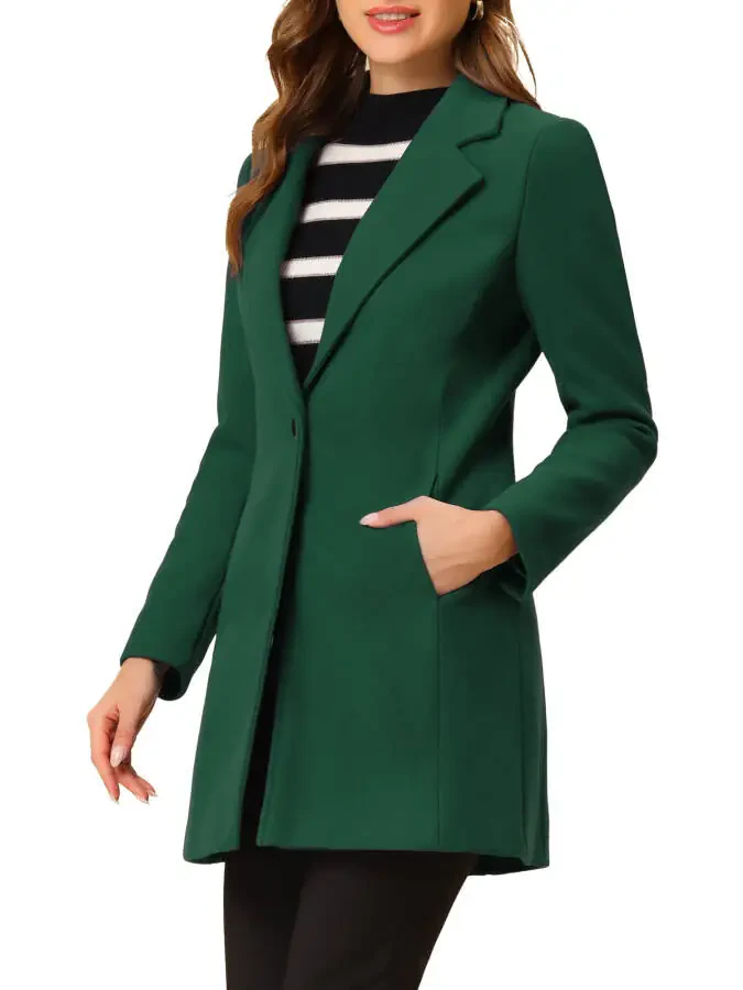 Allegra K Women's Classic Notched Lapel Long Sleeves Long Overcoat - 4