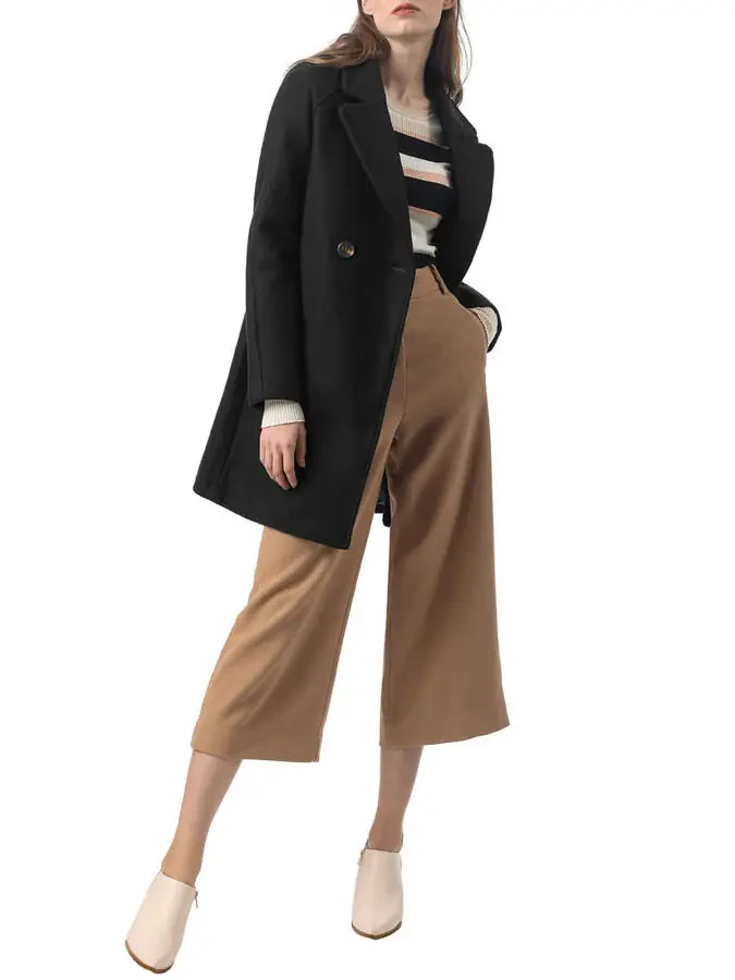 Allegra K Women's Double Breasted Lapel Raglan Long Sleeve Mid Length Overcoat - 5