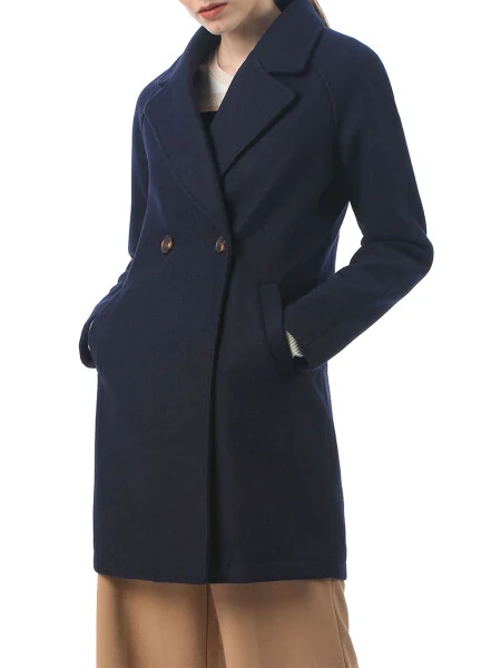 Allegra K Women's Double Breasted Lapel Raglan Long Sleeve Mid Length Overcoat - ALLEGRA K