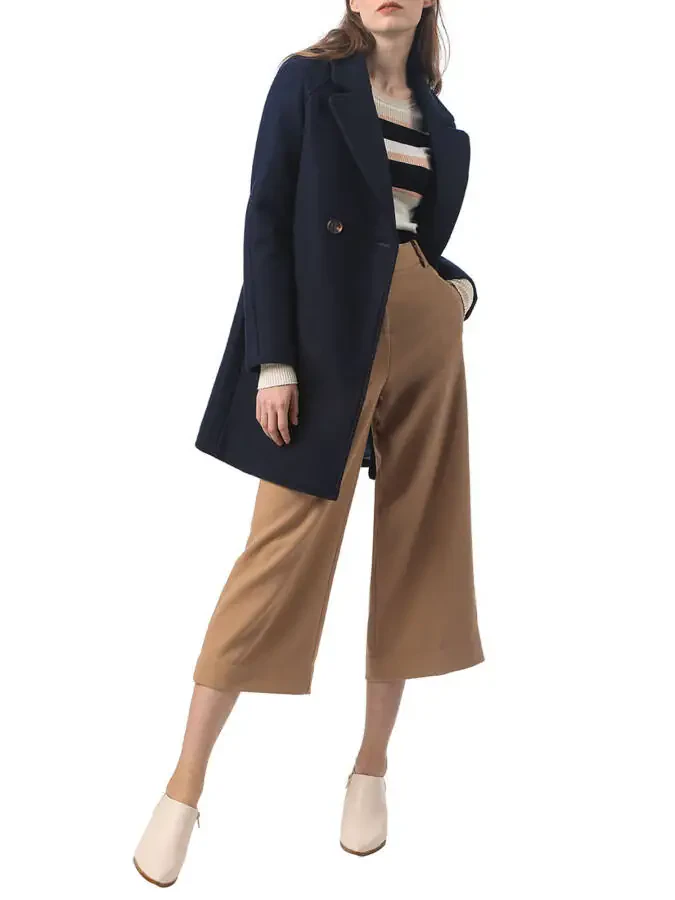 Allegra K Women's Double Breasted Lapel Raglan Long Sleeve Mid Length Overcoat - 3