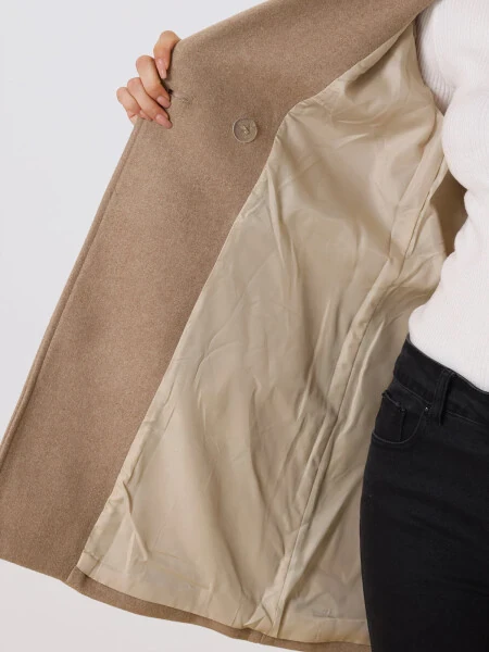 Allegra K Women's Double Breasted Lapel Raglan Long Sleeve Mid Length Overcoat - 5