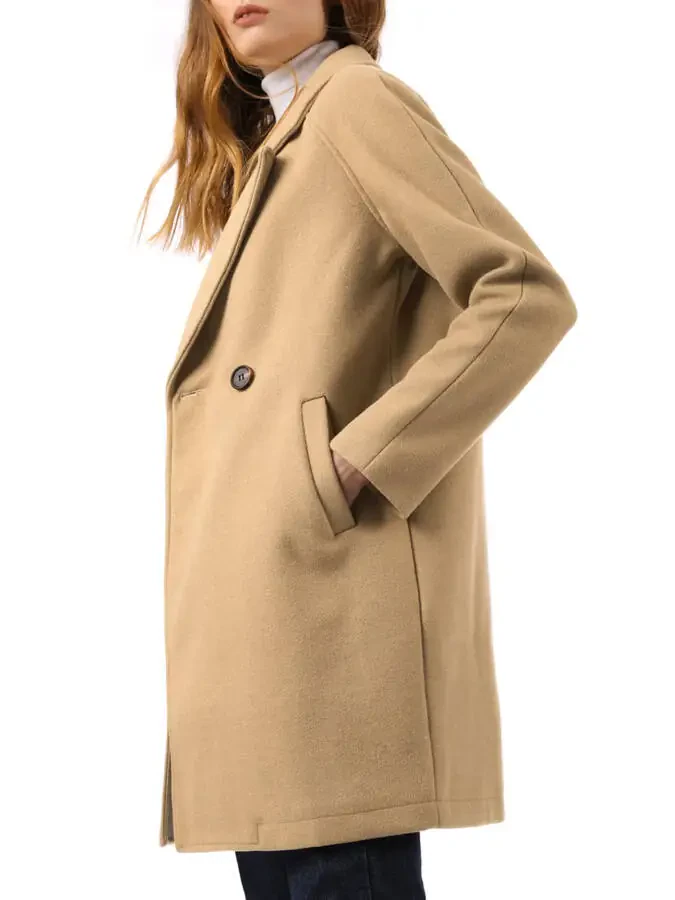 Allegra K Women's Double Breasted Lapel Raglan Long Sleeve Mid Length Overcoat - 3
