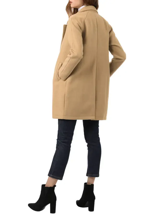 Allegra K Women's Double Breasted Lapel Raglan Long Sleeve Mid Length Overcoat - 5