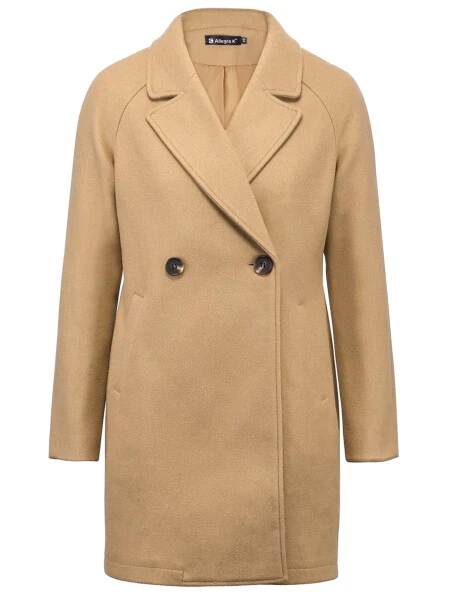 Allegra K Women's Double Breasted Lapel Raglan Long Sleeve Mid Length Overcoat - 6