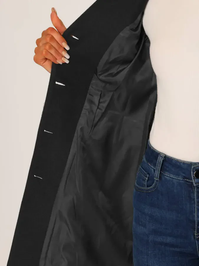 Allegra K Women's Elegant Winter V Neck Long Sleeve Single Breasted Long Overcoat - 5