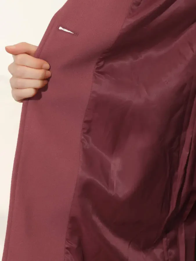 Allegra K Women's Half Lapel Long Sleeves One Button Winter Mid-Length Overcoat XS Dusty Pink - 4