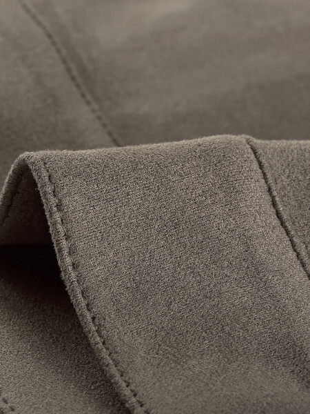 Allegra K Women's Long Sleeve Faux Suede Trucker Motorcycle Jacket - 12