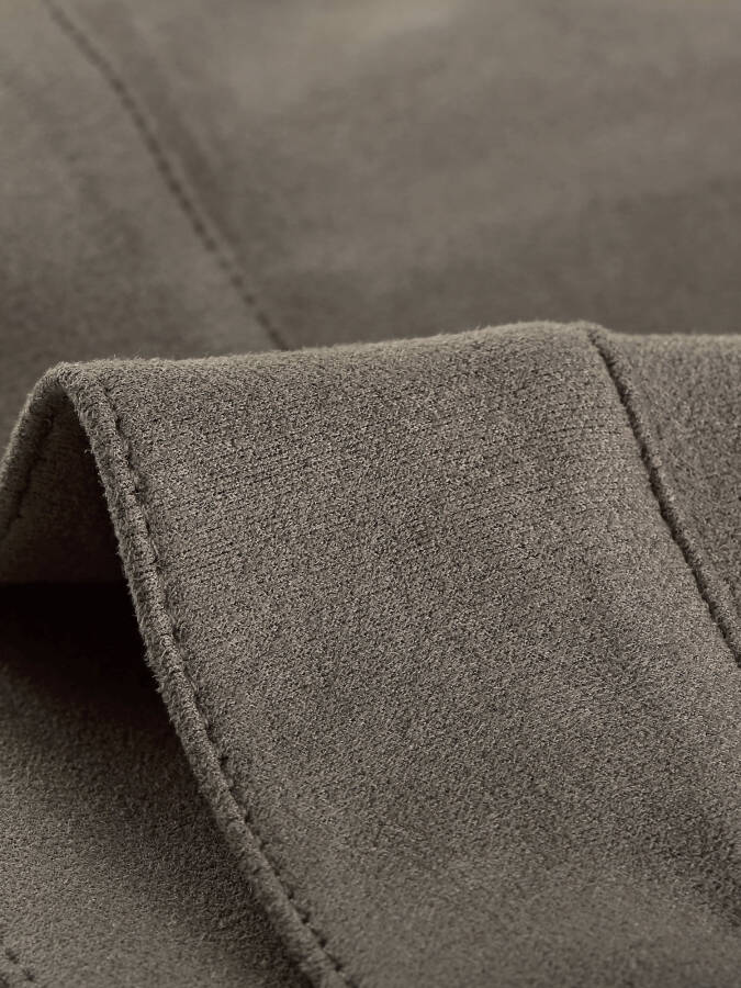 Allegra K Women's Long Sleeve Faux Suede Trucker Motorcycle Jacket - 12