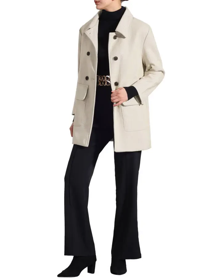 Allegra K Women's Peter Pan Collar Coat Long Sleeve Double Breasted Classic Winter Outwear - 2