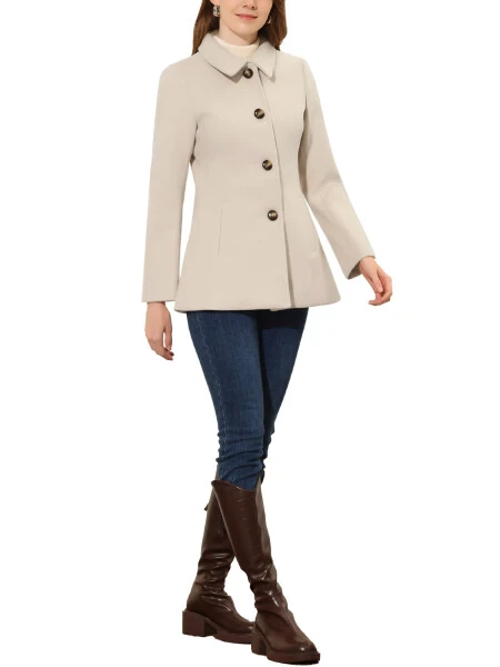 Allegra K Women's Peter Pan Collar Single Breasted Overcoat Coat - INSPIRE CHIC (1)