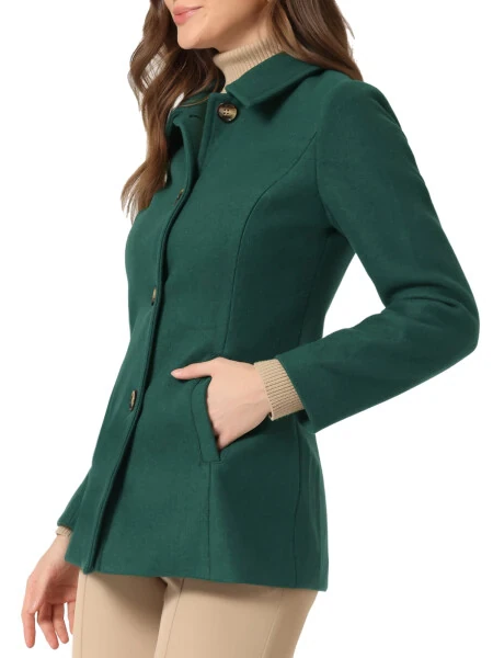 Allegra K Women's Peter Pan Collar Single Breasted Overcoat Coat - 4