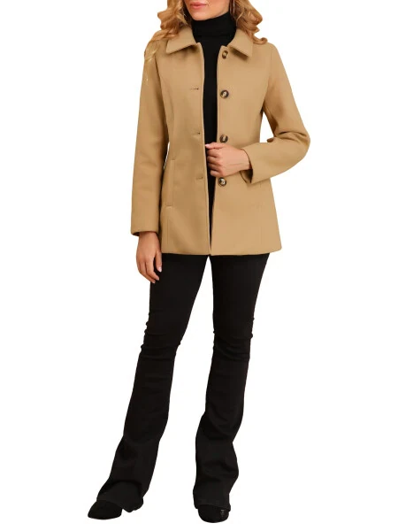 Allegra K Women's Peter Pan Collar Single Breasted Overcoat Coat - 2