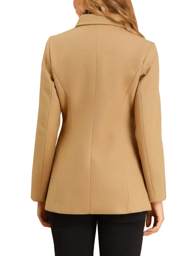 Allegra K Women's Peter Pan Collar Single Breasted Overcoat Coat - 3