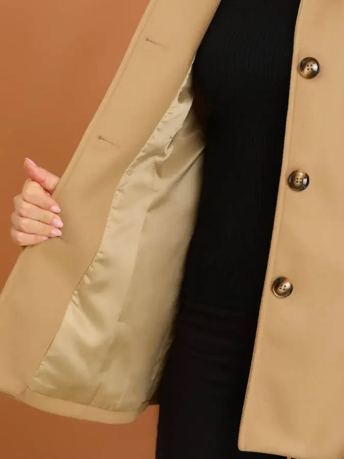 Allegra K Women's Peter Pan Collar Single Breasted Overcoat Coat - 6