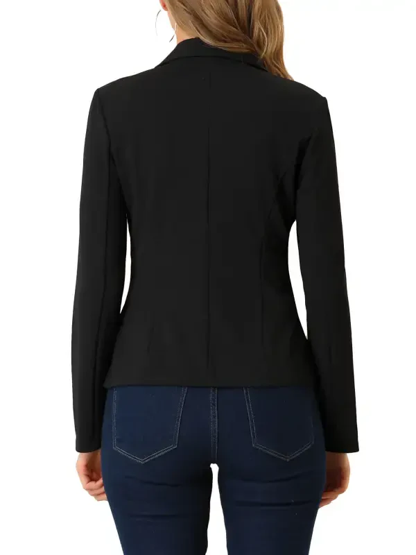 Allegra K Women's Work Lapel Collar Stretchy Jacket Suit Blazer - 3