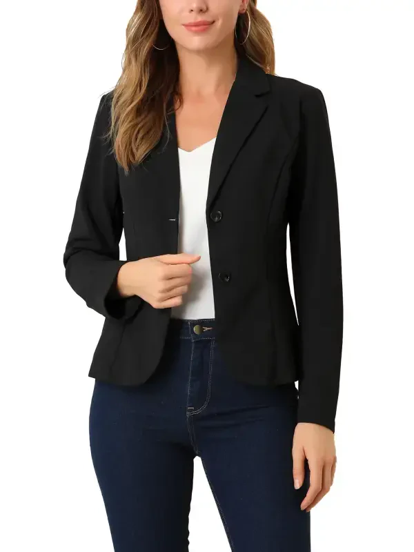 Allegra K Women's Work Lapel Collar Stretchy Jacket Suit Blazer - 7